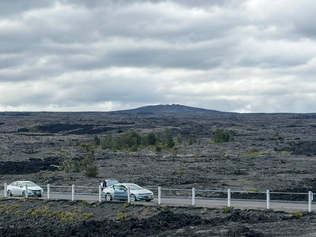 A lava landscape along Chain of Craters Road in Hawaiʻi Volcanoes National Park on the Big Island.